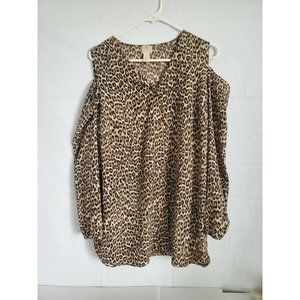 Chicos Lepard print Cold Shoulder Longsleeve Top